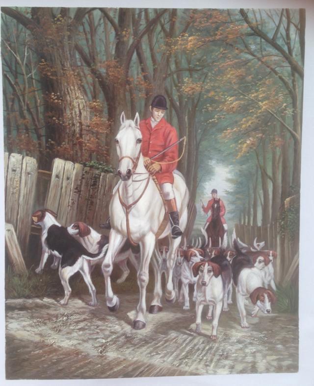 Hunting dogs art painting on canvas