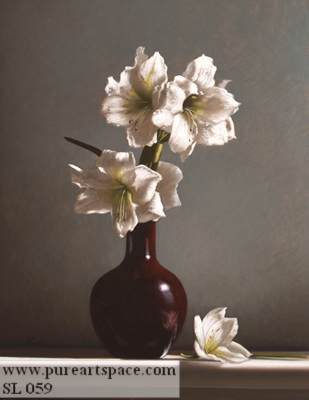 amaryllis with red vase