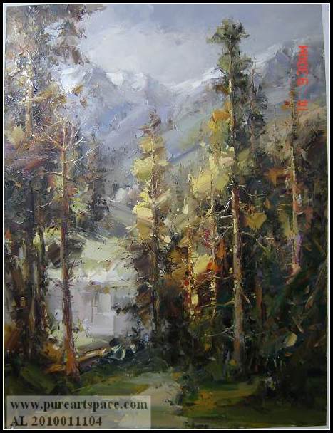 Forest painting by knife