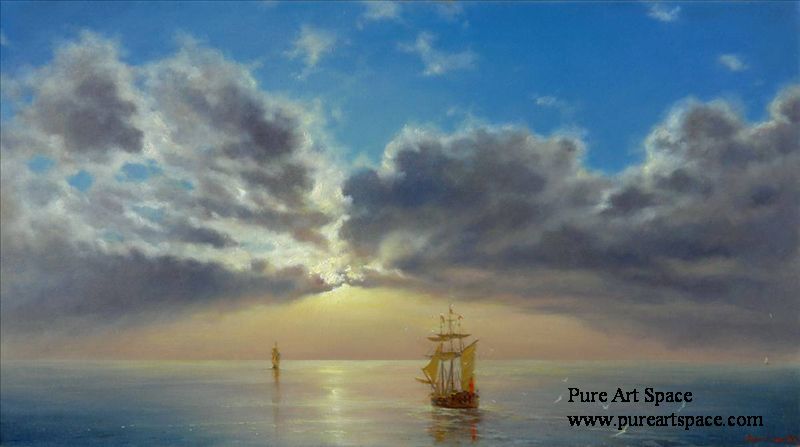 Evening sea painting